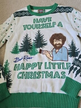 Spencer’s Bob Ross Ugly Christmas Sweater Size Medium